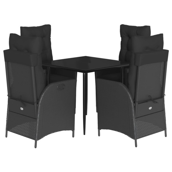Set de muebles jardín 5 pzas con cojines ratán sintético negro M 2