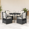 Set de muebles jardín 5 pzas con cojines ratán sintético negro 1