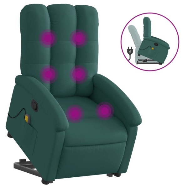 Silla de masaje reclinable de pie de tela verde oscura M 2
