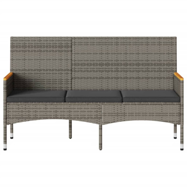 Banco de jardim com almofadões 3 lugares vime PE cinzento M 4