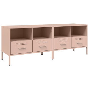 Muebles de TV 2 pzas acero laminado en frío rosa 68x39x50.5 cm H