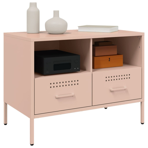 Muebles de TV 2 pzas acero laminado en frío rosa 68x39x50.5 cm M 4