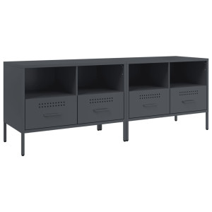 Mueble TV 2 pzas acero laminado en frío antracita 68x39x50.5 cm H