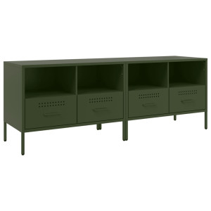 Muebles de TV 2 piezas acero laminado verde oliva 68x39x50.5 cm H