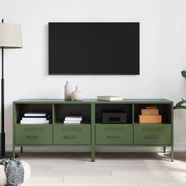 Muebles de TV 2 piezas acero laminado verde oliva 68x39x50.5 cm M 3