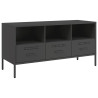 Mueble para TV acero laminado en frío negro 100.5x39x50.5 cm 2