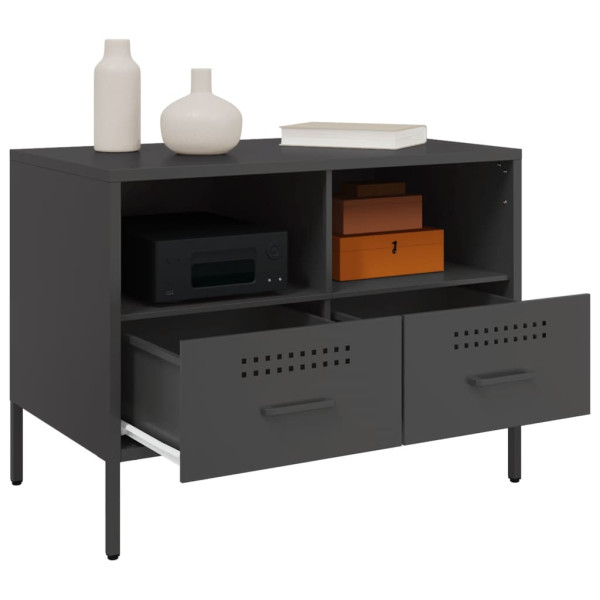 Mueble de TV 2 pzas acero laminado en frío negro 68x39x50.5 cm M 5
