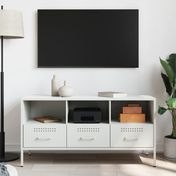 Mueble de TV acero laminado en frío blanco 100.5x39x50.5 cm M 3
