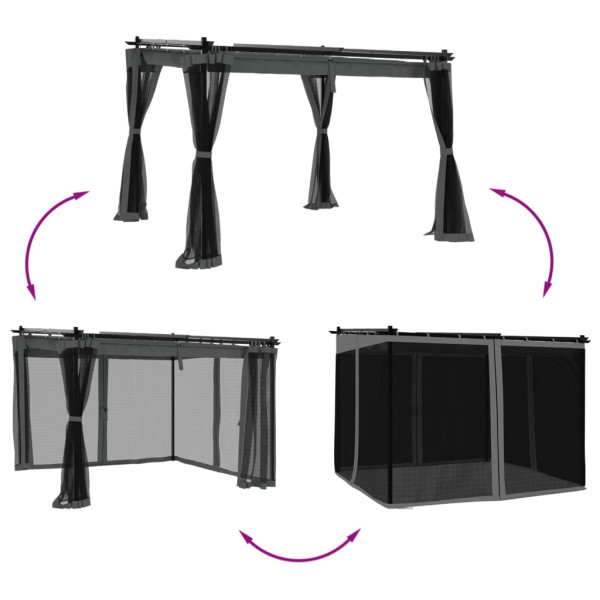Gazebo com paredes de malha 3x3 m aço antracite M 3