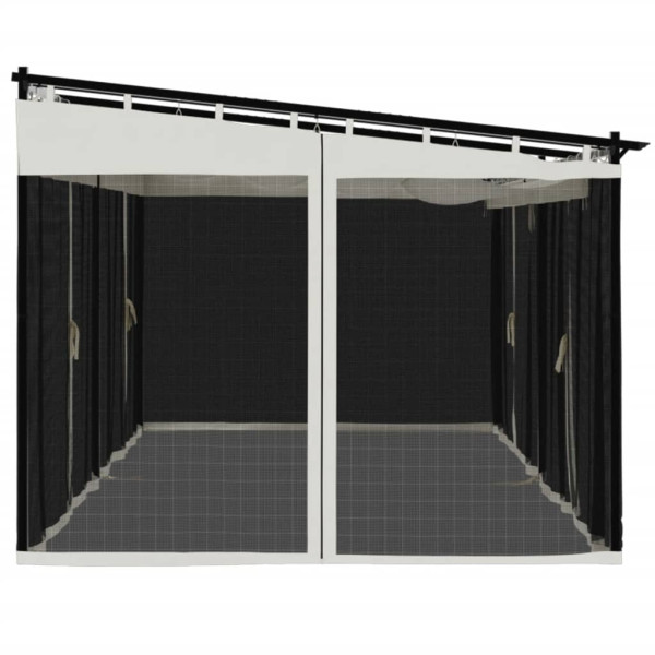 Gazebo com paredes de malha 6x3 m aço creme M 5