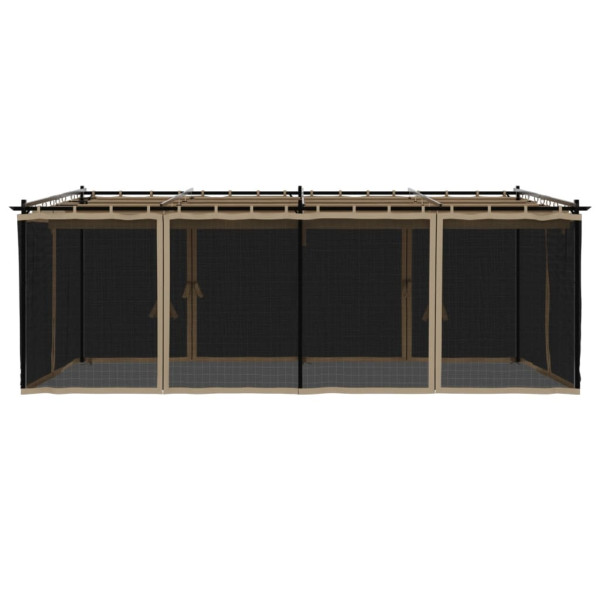 Gazebo com paredes de malha 6x3 m aço cinzento-acastanhado M 4