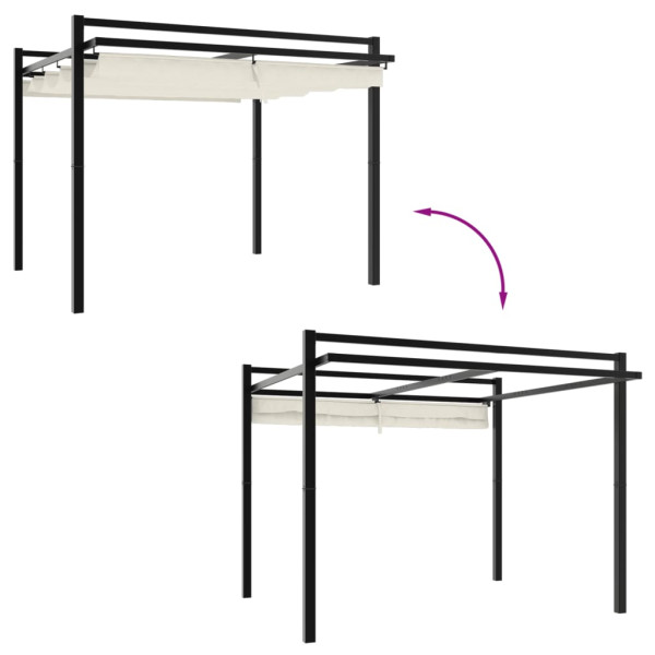 Gazebo de jardim com teto retrátil 3x3 m alumínio creme M 3