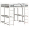 Cama alta c/ secretária e escada 140x200 cm pinho maciço branco 4