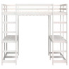 Cama alta c/ secretária e escada 140x200 cm pinho maciço branco 5