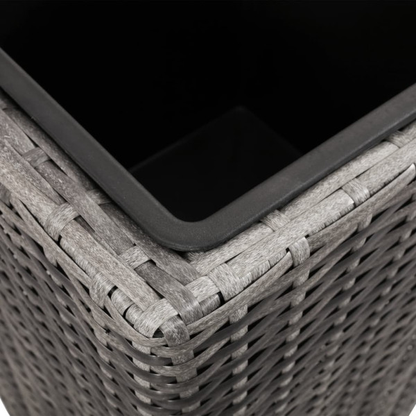 Vasos/floreiras de jardim elevados 3 pcs vime PE cinzento M 5