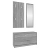 Set de mueble zapatero 3 en 1 madera contrachapada gris Sonoma 5
