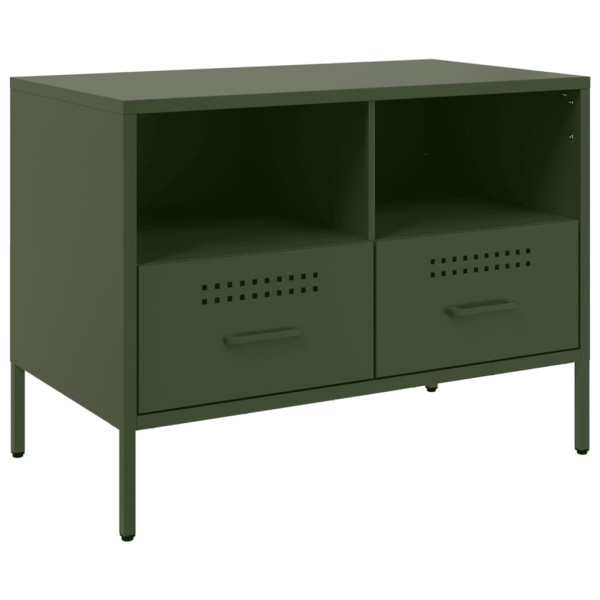 Mueble de TV acero laminado en frío verde oliva 68x39x50.5 cm M 2
