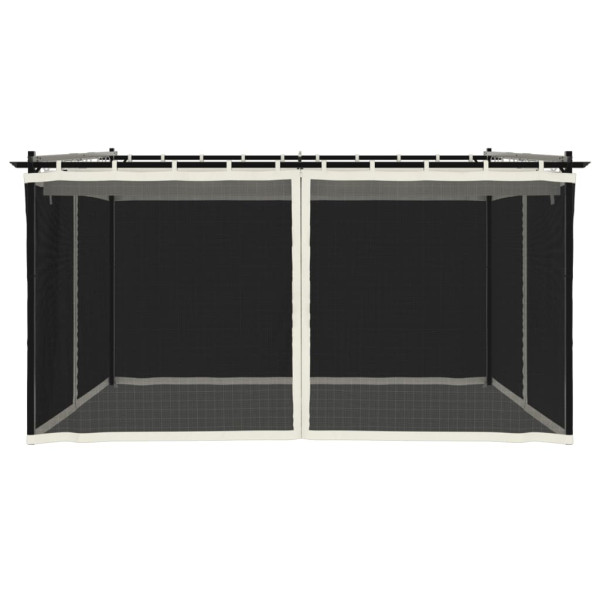 Cenador con paredes de malla acero crema 4x3 m M 4