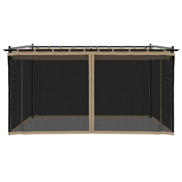 Gazebo com paredes de malha 4x3 m aço cinzento-acastanhado M 4