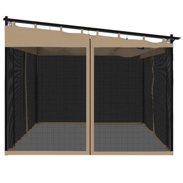 Gazebo com paredes de malha 4x3 m aço cinzento-acastanhado M 5