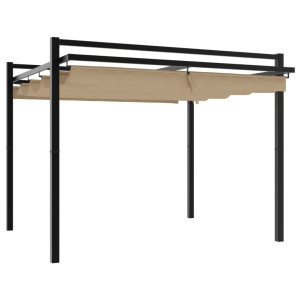 Gazebo jardim c/ teto retrátil 3x3 m alumínio cinza-acastanhado H