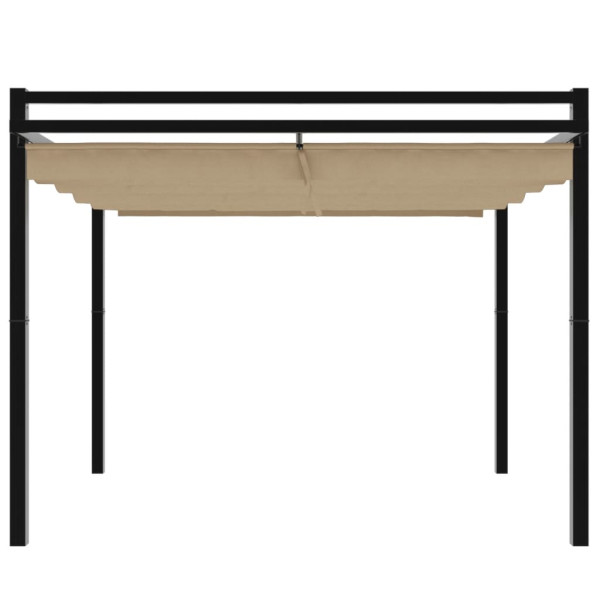 Gazebo jardim c/ teto retrátil 3x3 m alumínio cinza-acastanhado M 4