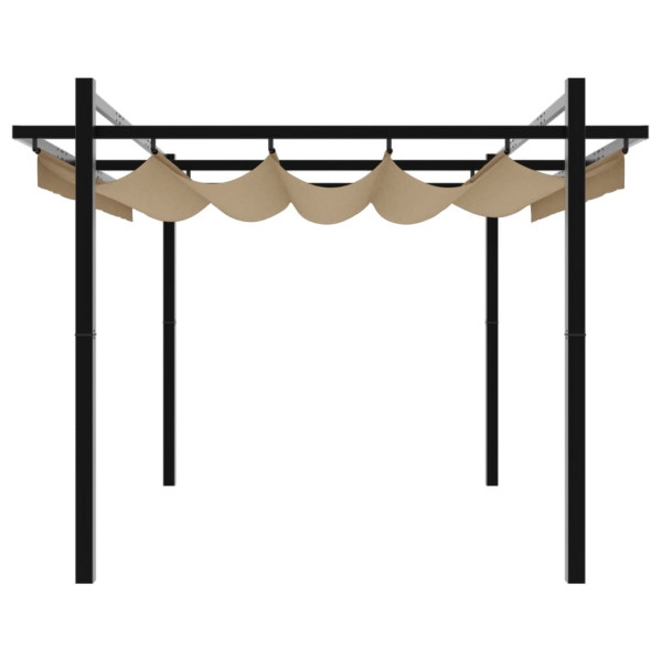 Gazebo jardim c/ teto retrátil 3x3 m alumínio cinza-acastanhado M 5