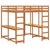 Cama alta con escritorio y escalera madera marrón 180x200 cm 2