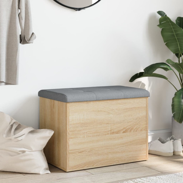 Banco con almacenaje madera ingeniería roble Sonoma 62x42x45 cm M 3