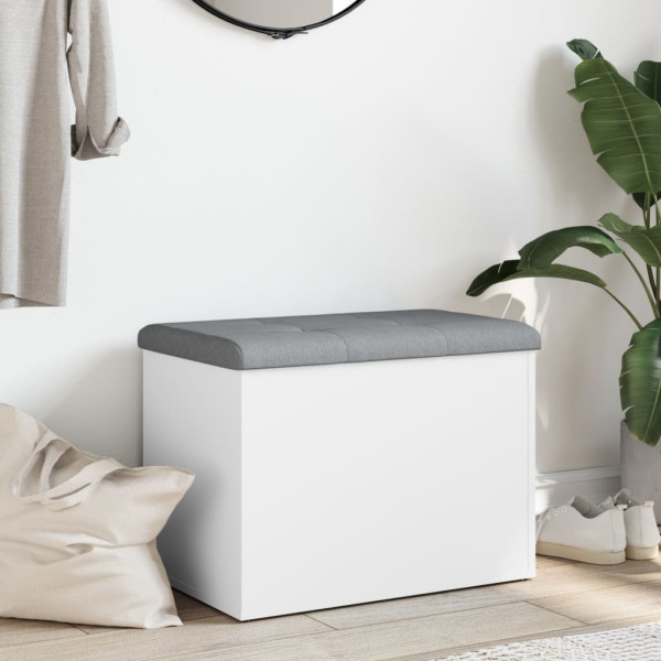 Banco con almacenaje madera de ingeniería blanco 62x42x45 cm M 3