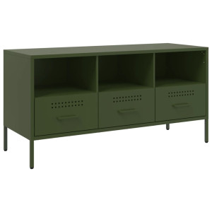 Mueble TV acero laminado en frío verde oliva 100.5x39x50.5 cm H