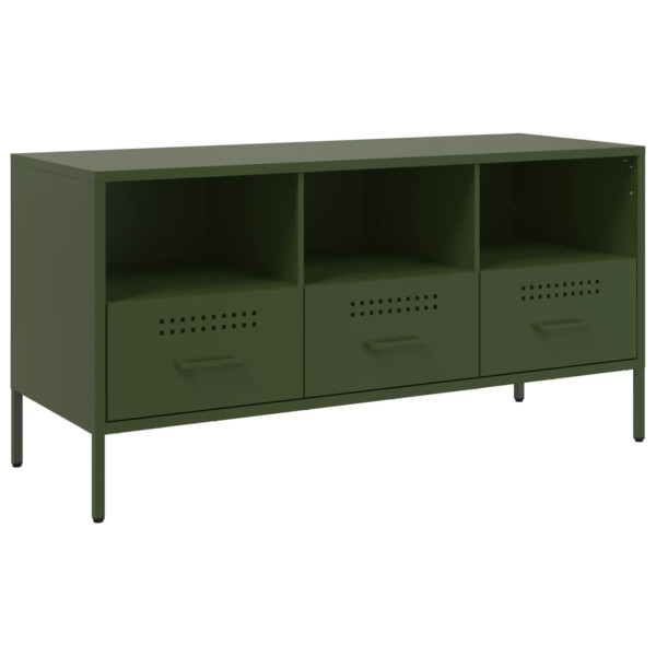 Mueble TV acero laminado en frío verde oliva 100.5x39x50.5 cm M 2
