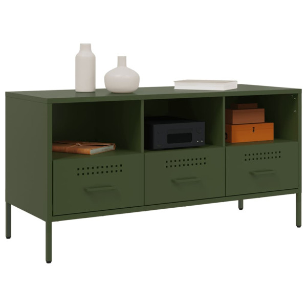 Mueble TV acero laminado en frío verde oliva 100.5x39x50.5 cm M 4
