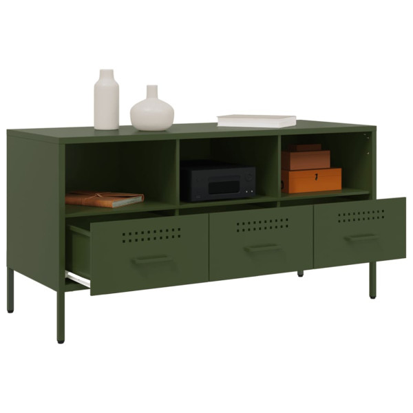 Mueble TV acero laminado en frío verde oliva 100.5x39x50.5 cm M 5
