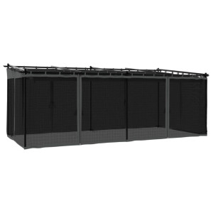 Gazebo com paredes de malha 6x3 m aço antracite H