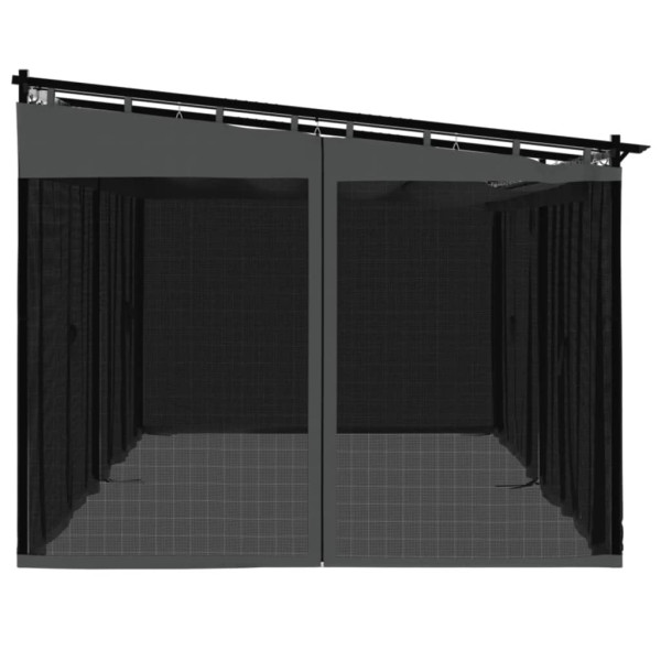 Gazebo com paredes de malha 6x3 m aço antracite M 5