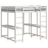 Cama alta c/ secretária e escada 160x200 cm pinho maciço branco 4