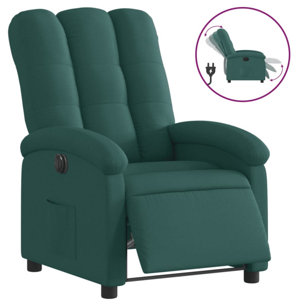 Sillón reclinable eléctrico tela verde oscuro M 2