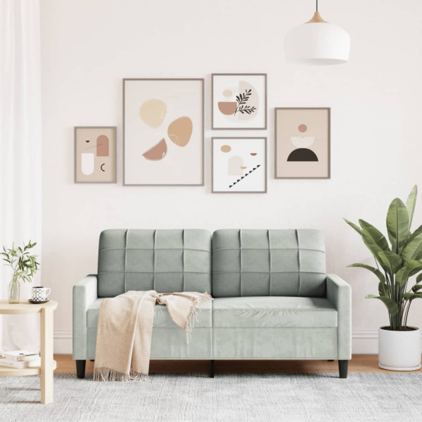 Sofá de 2 plazas de terciopelo gris claro 140 cm M 3