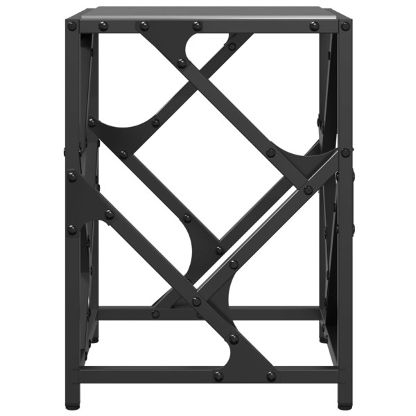 Mesa de centro de acero y superficie vidrio negro 30x30x41 cm M 4