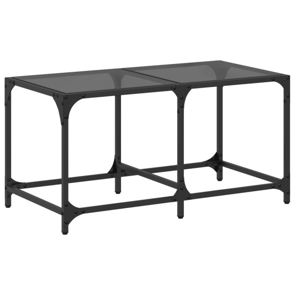 Mesa de centro superficie de vidrio acero negra 78.5x40x40 cm M 2