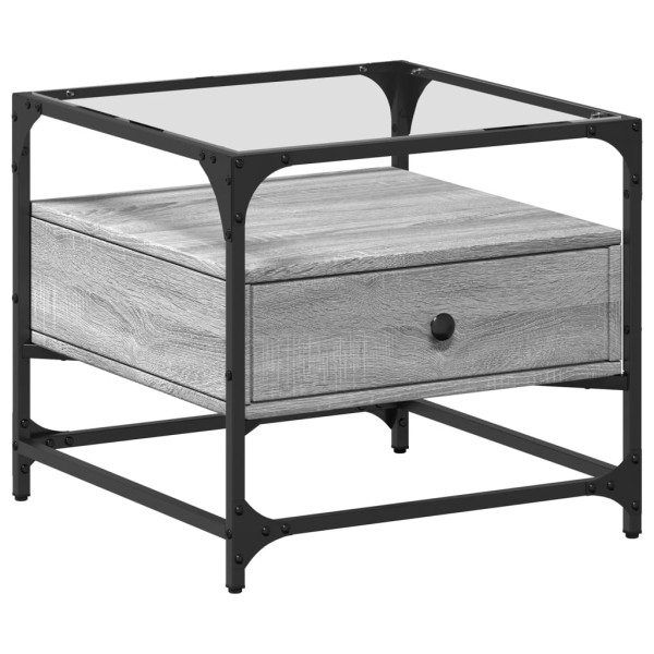 Mesa de centro tapa de vidrio acero gris Sonoma 50x50x45 cm M 2