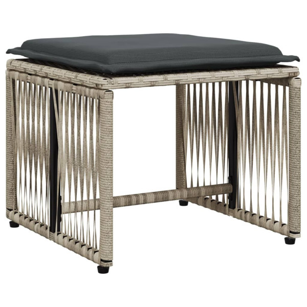 Set comedor jardín 7 pzas y cojines ratán sintético gris claro M 4