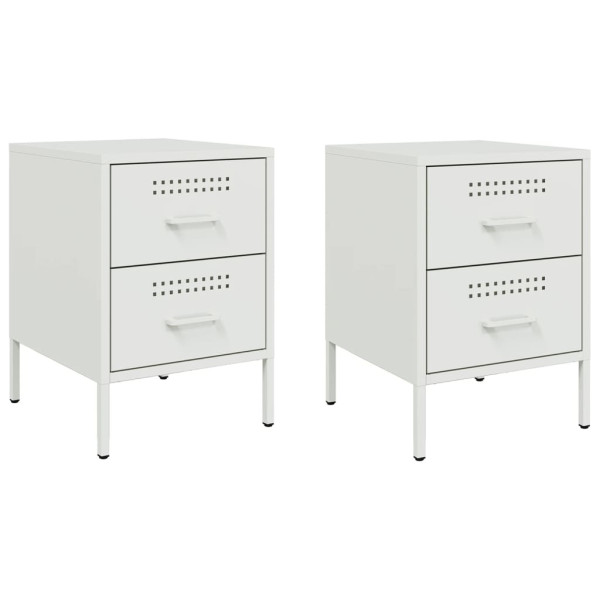 Mesas de cabeceira 2 pcs 36x39x50.5 cm aço branco M 2