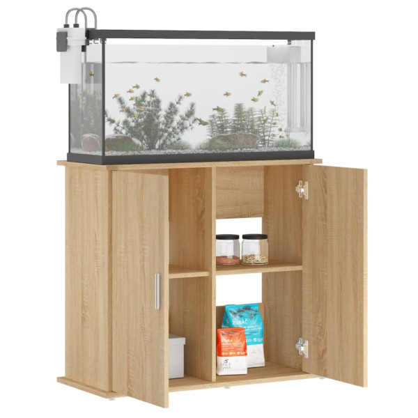 Soporte para acuario madera ingeniería roble Sonoma 81x36x73 cm M 4