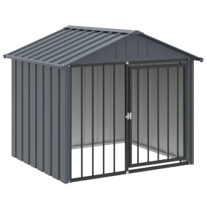 Caseta perros con tejado acero galvanizado negro 117x103x102 cm H
