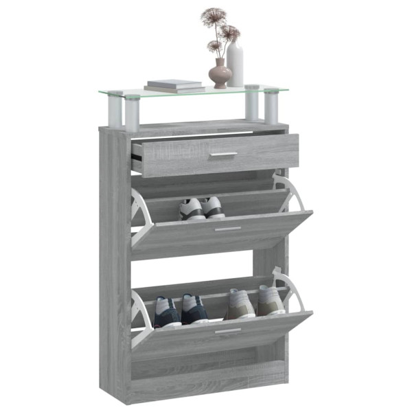 Mueble zapatero madera contrachapada gris Sonoma 63x24x104 cm M 4