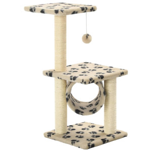 Rascador para gatos con poste de sisal 65 cm huellas beige H