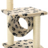 Rascador para gatos con poste de sisal 65 cm huellas beige 5