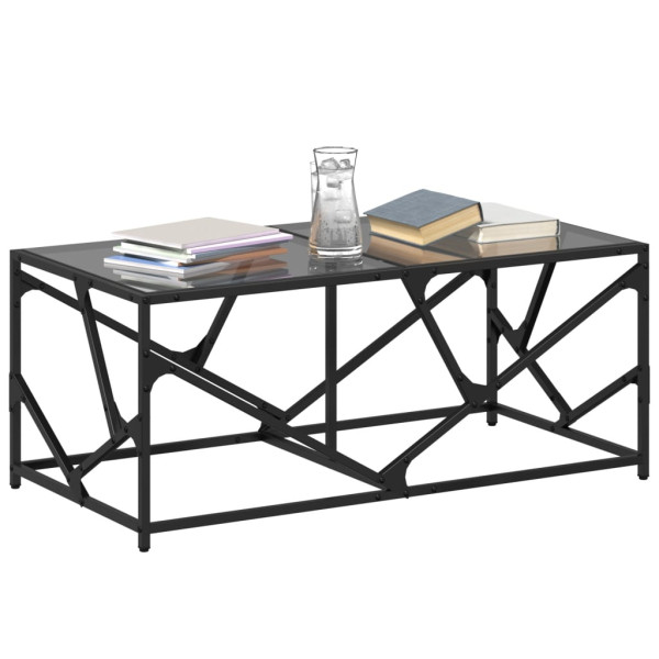 Mesa de centro de acero superficie de vidrio negra 98.5x50x41cm M 3